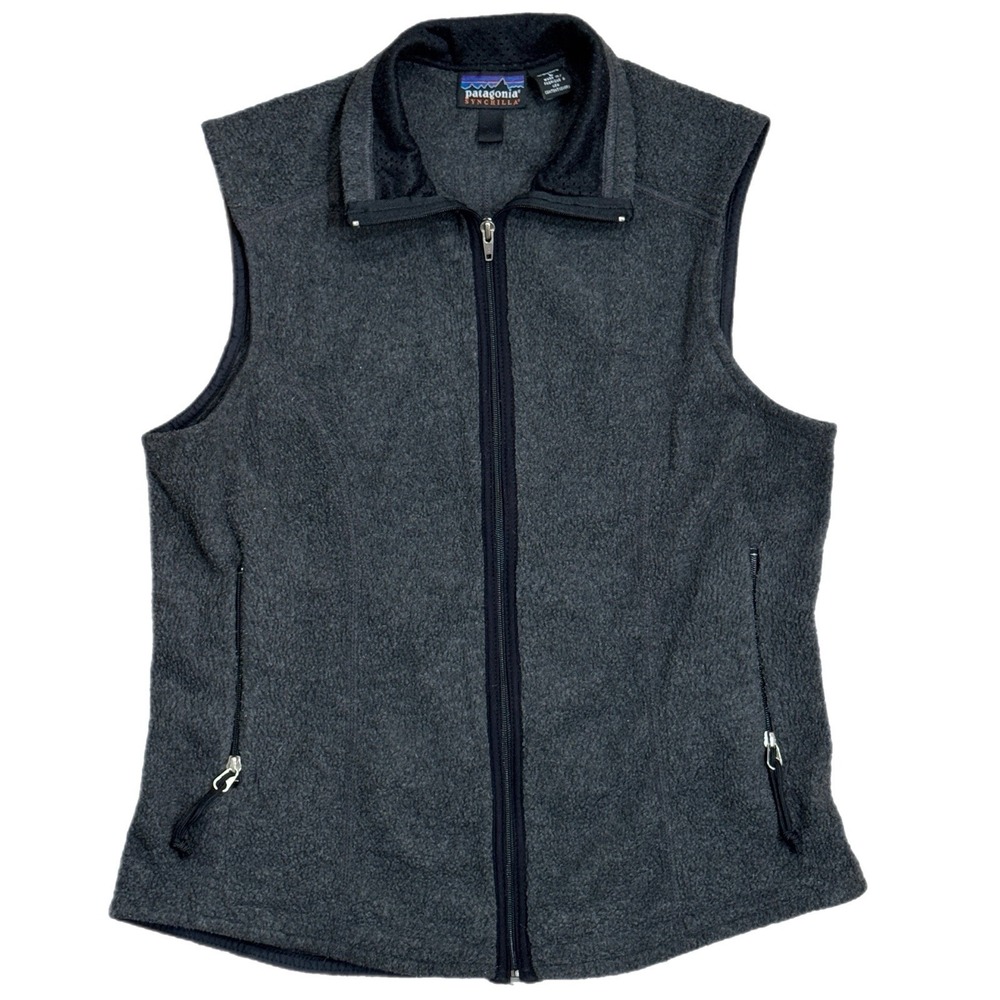 Vintage Patagonia Synchilla Fleece Vest Gray Full Zip Outdoor Women's Large